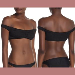 NEW $95 L Space Ziggy Off-the-Shoulder Bikini Top‎ in Black [SZ XS ]